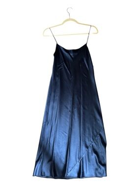 Theory Navy Satin Slip Dress